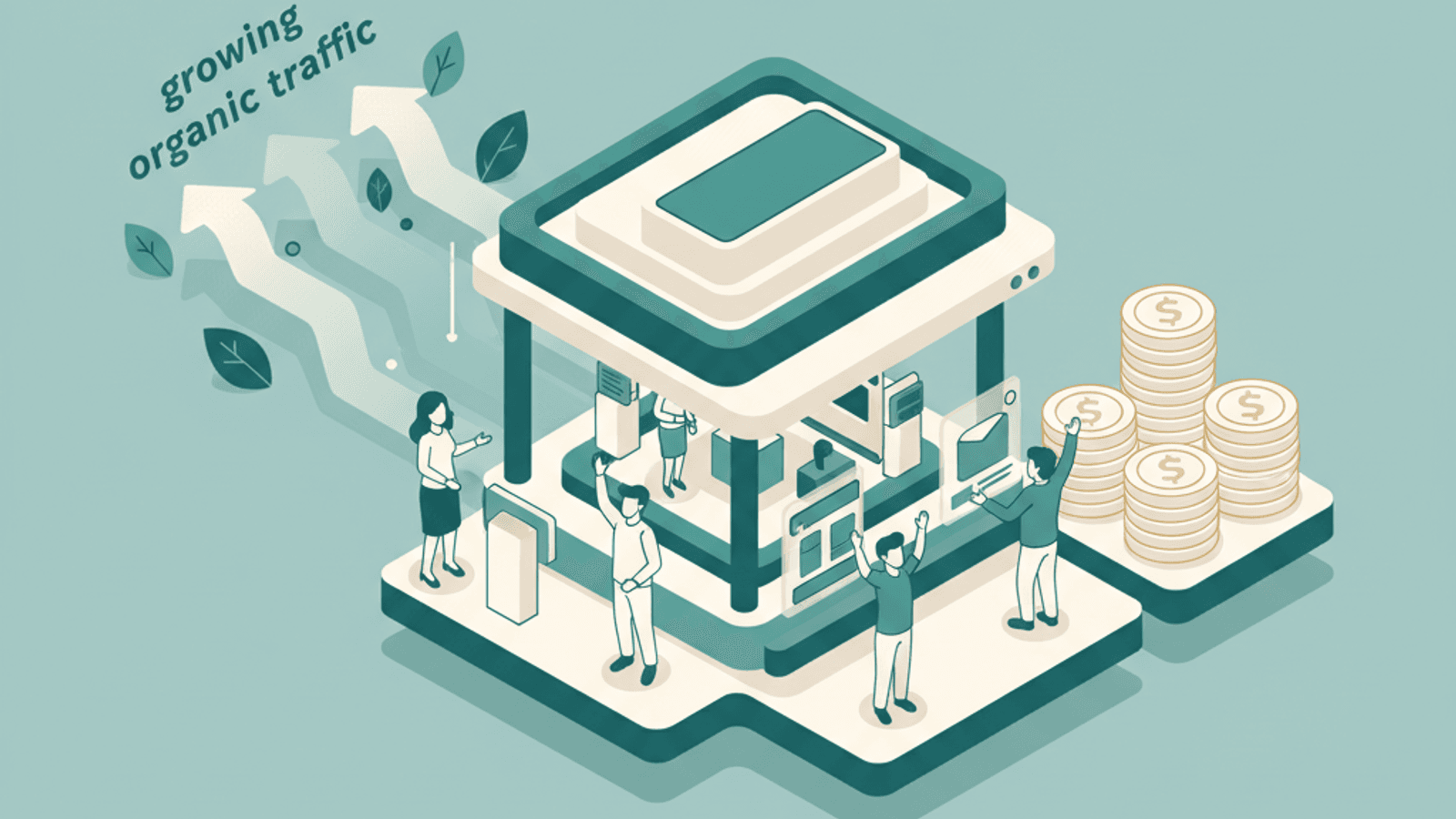 Isometric illustration for ecommerce seo benefits article