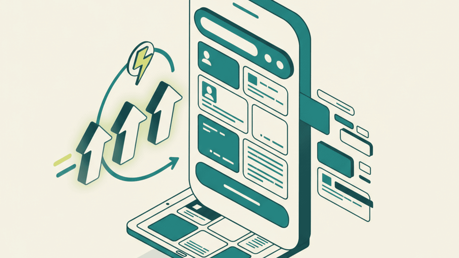 Isometric illustration for mobile seo article