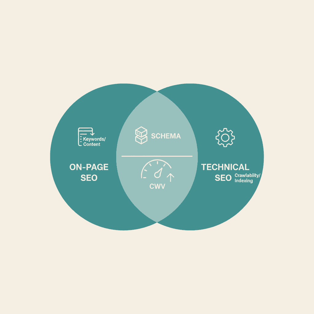 Infographic for on page vs technical seo article