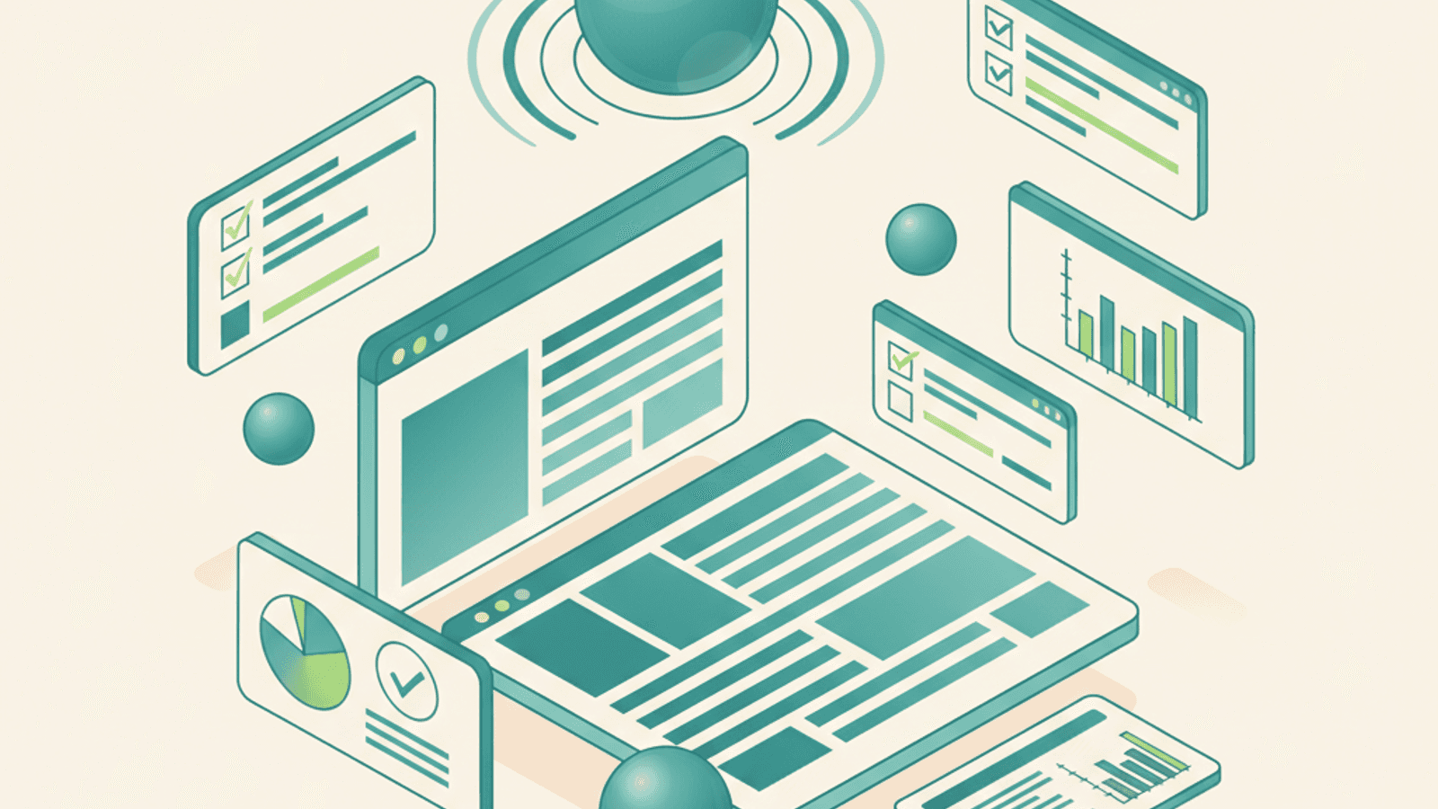 Isometric illustration for seo audit article