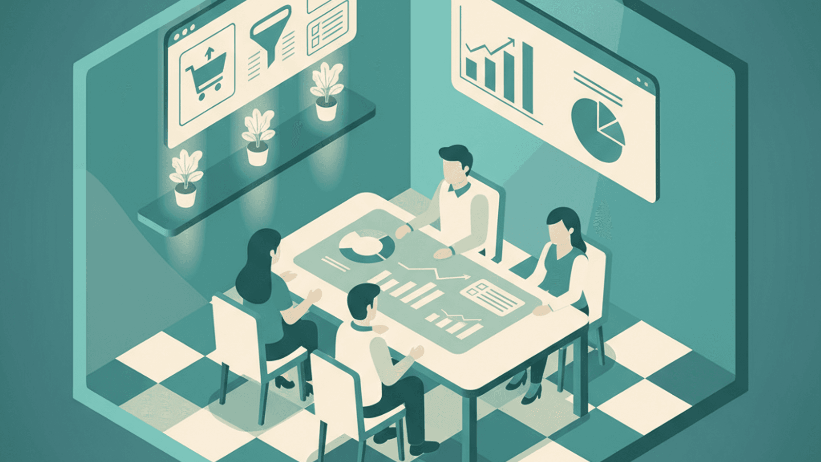 Isometric illustration for ecommerce seo agency article