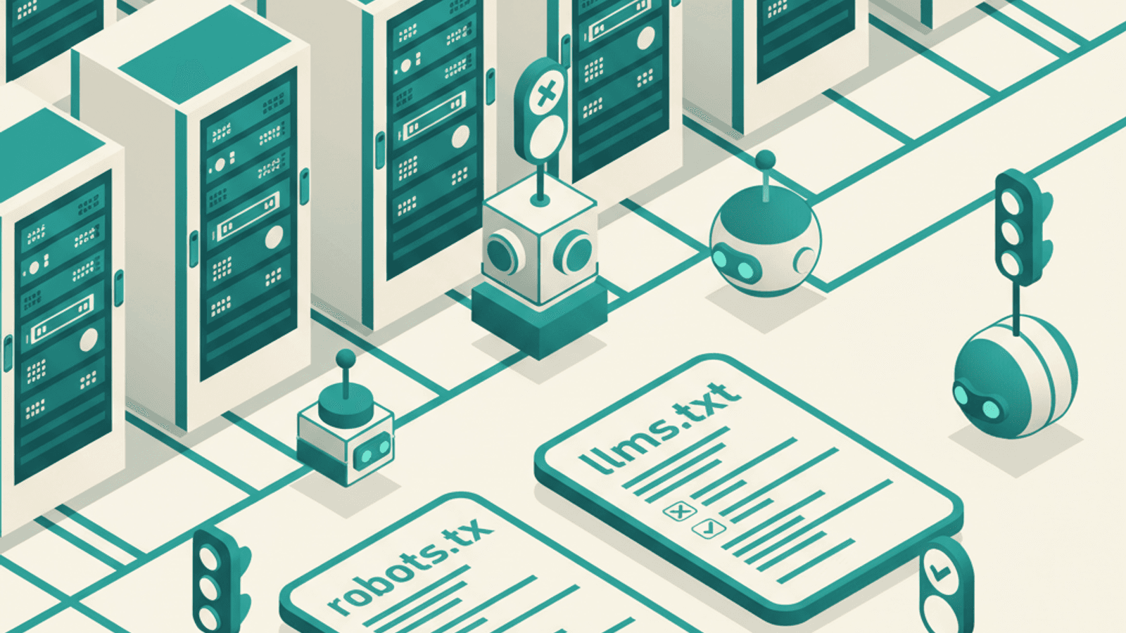 Isometric illustration for llms txt ai crawler guide article