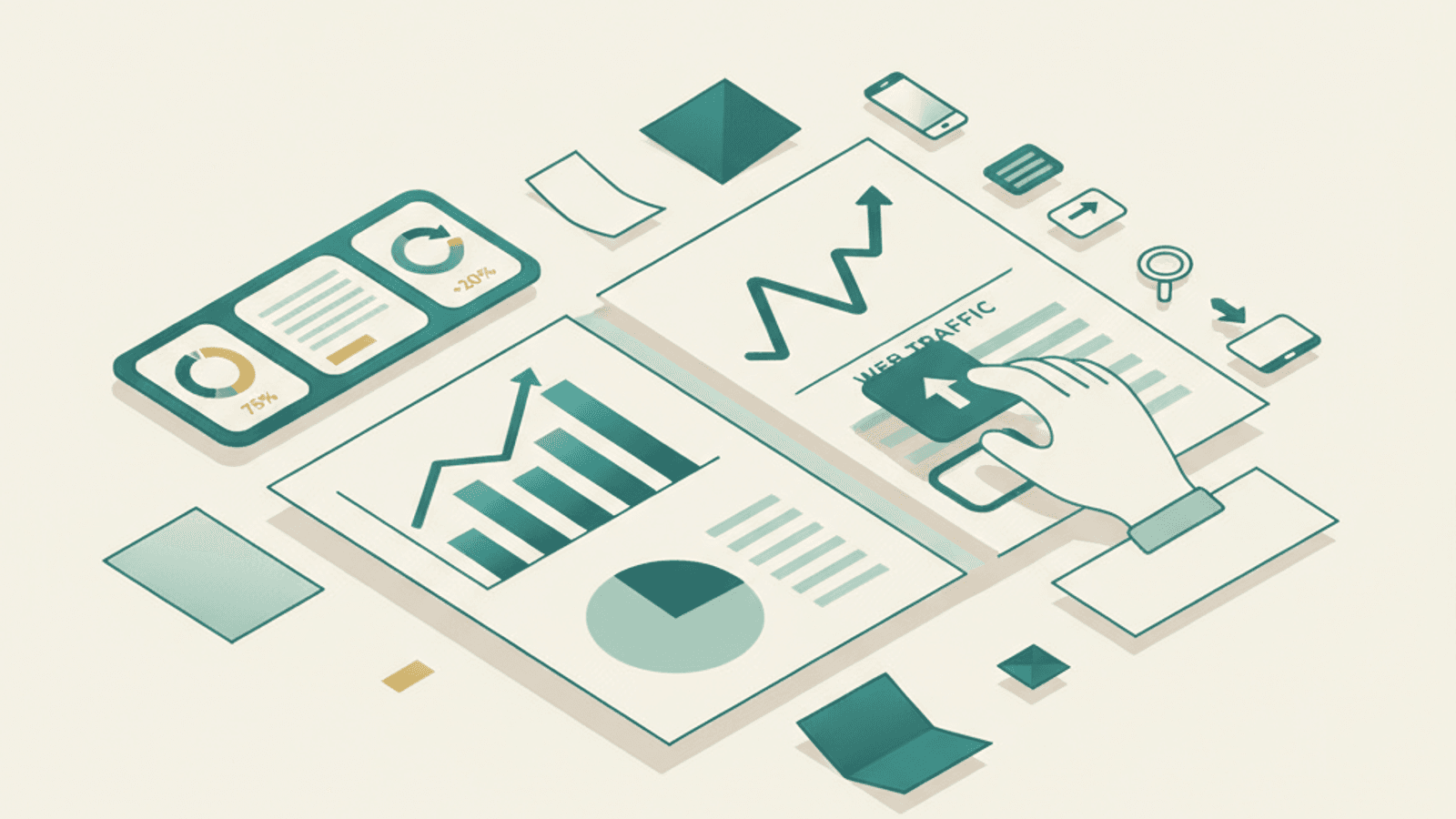 Isometric illustration for seo report article