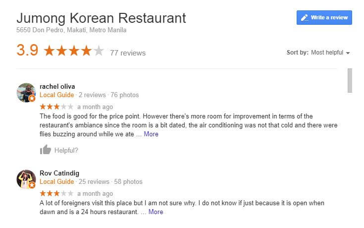 google reviews