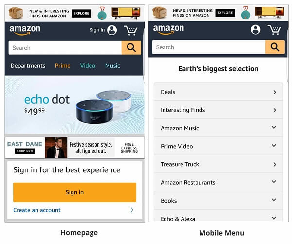 amazon in mobile